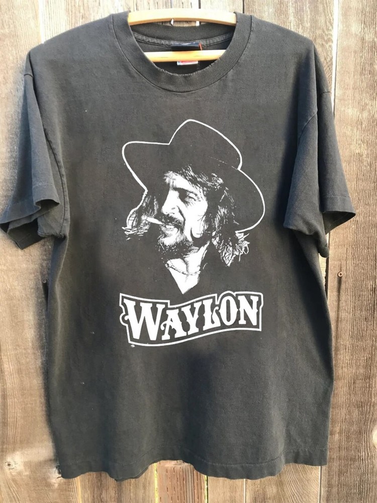 Waylon Jennings 1984 Concert Tour Best T-Shirt charcoal tee NH18195