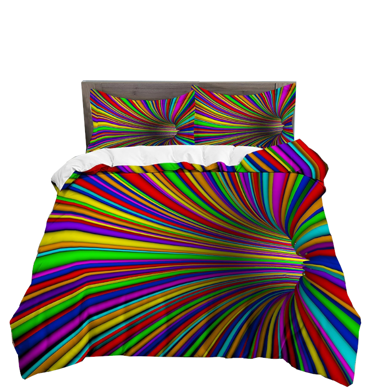 3D Printed Psychedelic Illusion Modern Colourful Queen Quilt Cover Set polyester