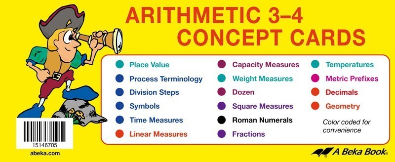 ABeka ARITHMETIC 3-4 Grade CONCEPT CARDS Math Flashcards COMPLETE SET