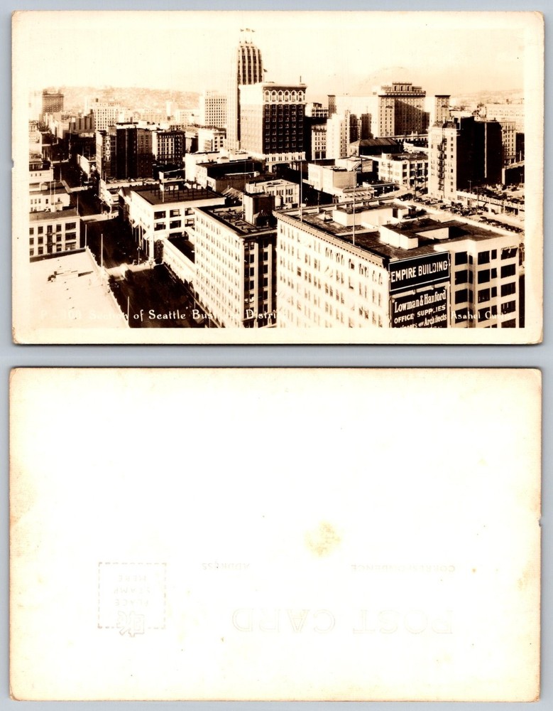 Seattle Business District P-104 Real Photo Postcard Empire Building RPPC