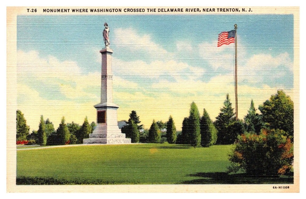 1940s Washington Monument At Delaware River Trenton New Jersey Vintage Postcard