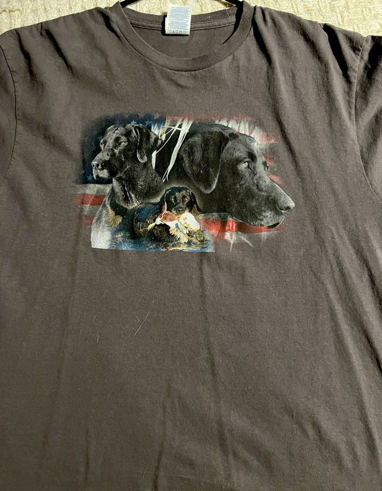 Delta Pro Weight Men's L Dog Graphic Print Crew Neck Short Sleeve T-Shirt Gray