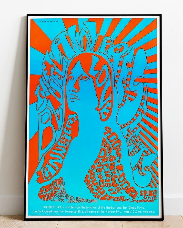 Vintage 1967 Allman Brothers Psychedelic Tour Poster with Duane & Gregg