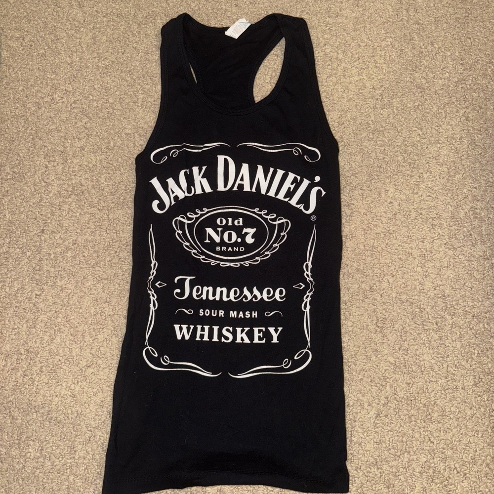 Jack Daniel’s Whiskey Women’s Racer back Bar Tank Size Small Black with logo