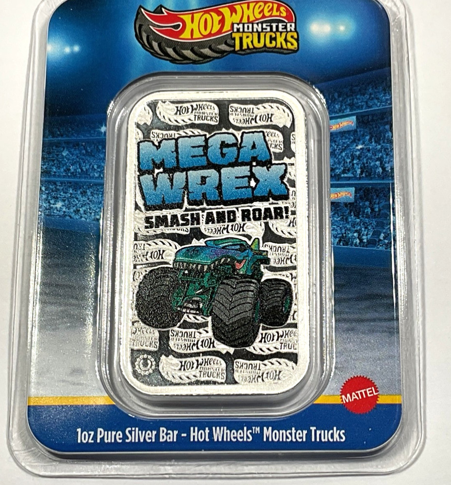 2026 Hot Wheels Monster Trucks Colorized 1 oz .999 Pure Silver Bar In TEP