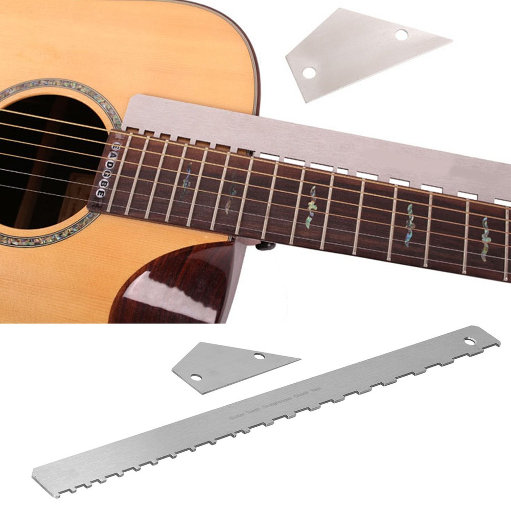 Guitar Neck Ruler Set with Notched Straight Edge Fret Rocker and String Height Gauge