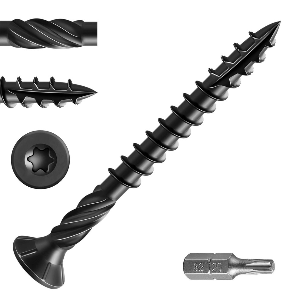 2-inch black deck screws 311pcs rust-resistant bronze T20 bit