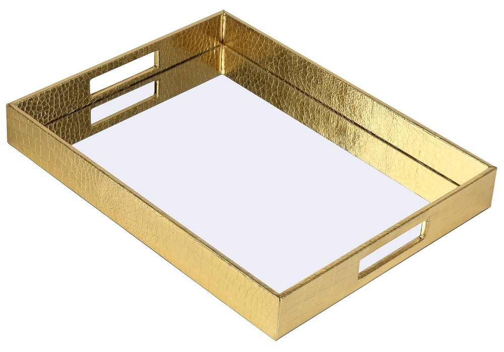 Decorative Mirror Tray Gold Serving Tray Bathrooom Vanity Tray,16.2'' X 12.2