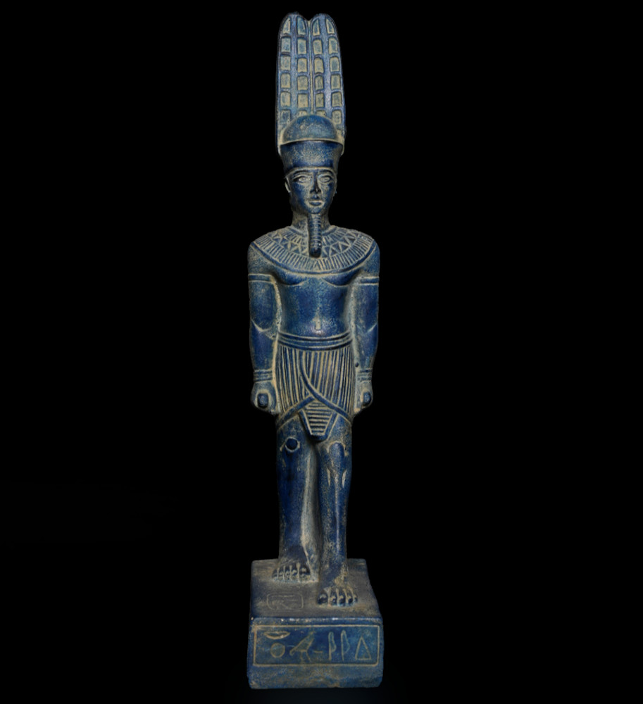 Ancient Egyptian Antiques Amun Statue Blue Faience Style God Artifact Figure BC