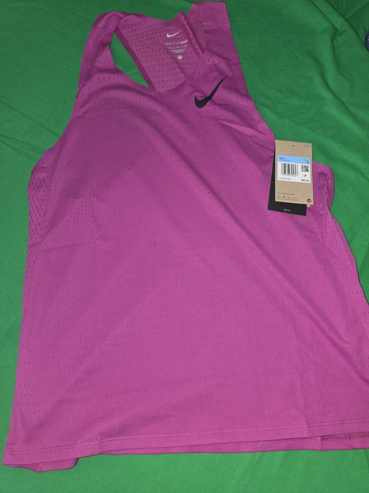 NWT Nike Aeroswift Dri-Fit ADV Running Singlet Fuchsia FN4231-518 Men's M. D4