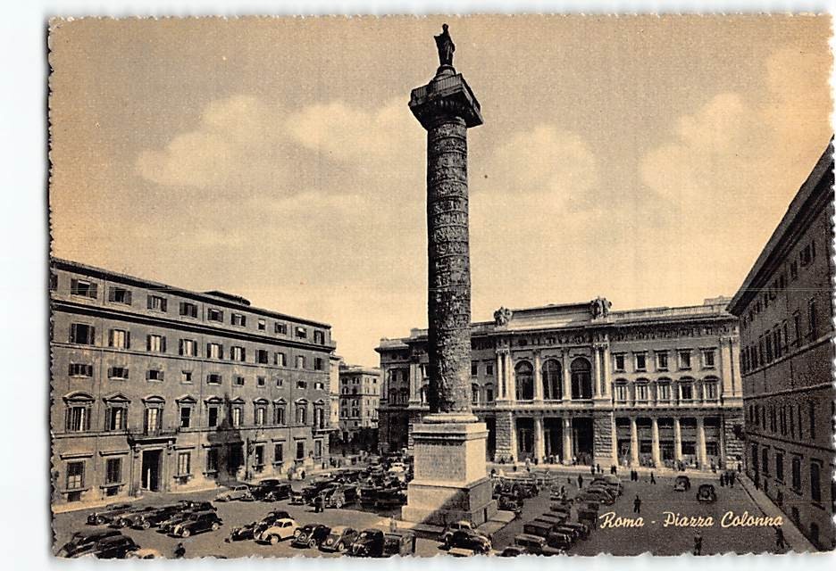 Postcard Piazza Colonna Rome Italy