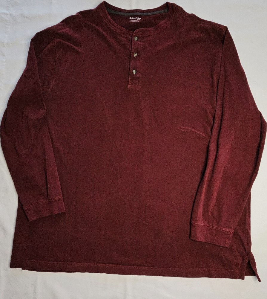 Mens St. John's Bay Long Sleeve Heritage Sueded Jersey Henley Shirt 3XLT