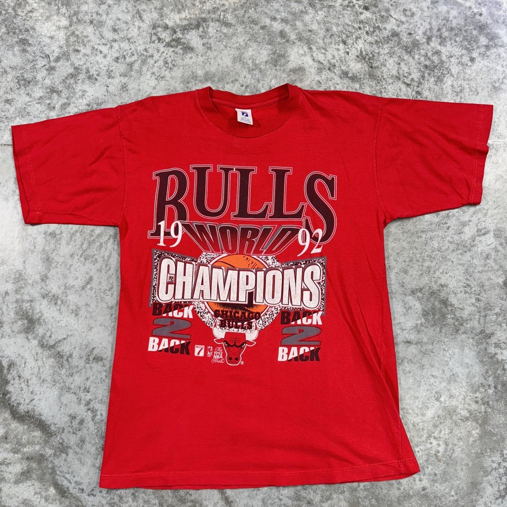Vintage Chicago Bulls Shirt Mens Large 1992 NBA Champions Back 2 Back 90s Tee