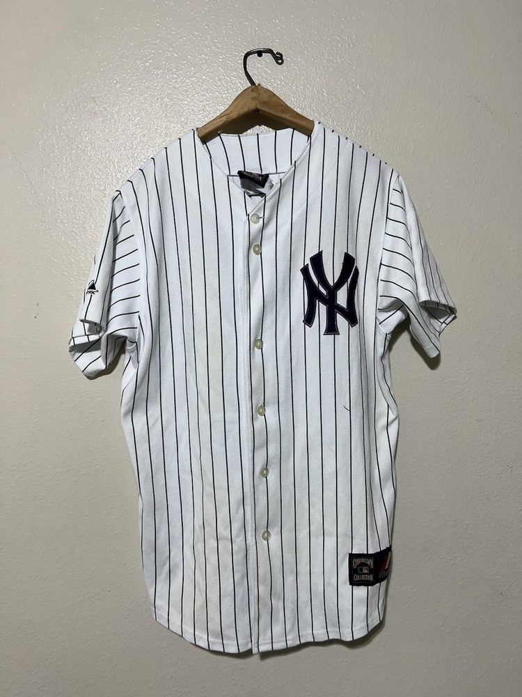 Vintage Majestic MLB New York Yankees JOE DIMAGGIO #5 Pinstripe Jersey White 54