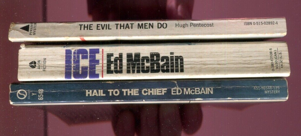Ed Mcbain Hugh Pentecost Ice Hail to the Chief Evil Men do Detective 3 pb bk lot