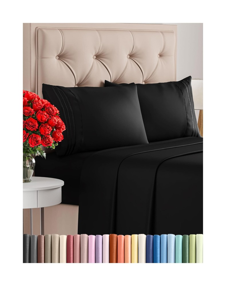 Queen Size 4-Piece Cooling Breathable Comfy Bed Sheet Set in Soft Fabric