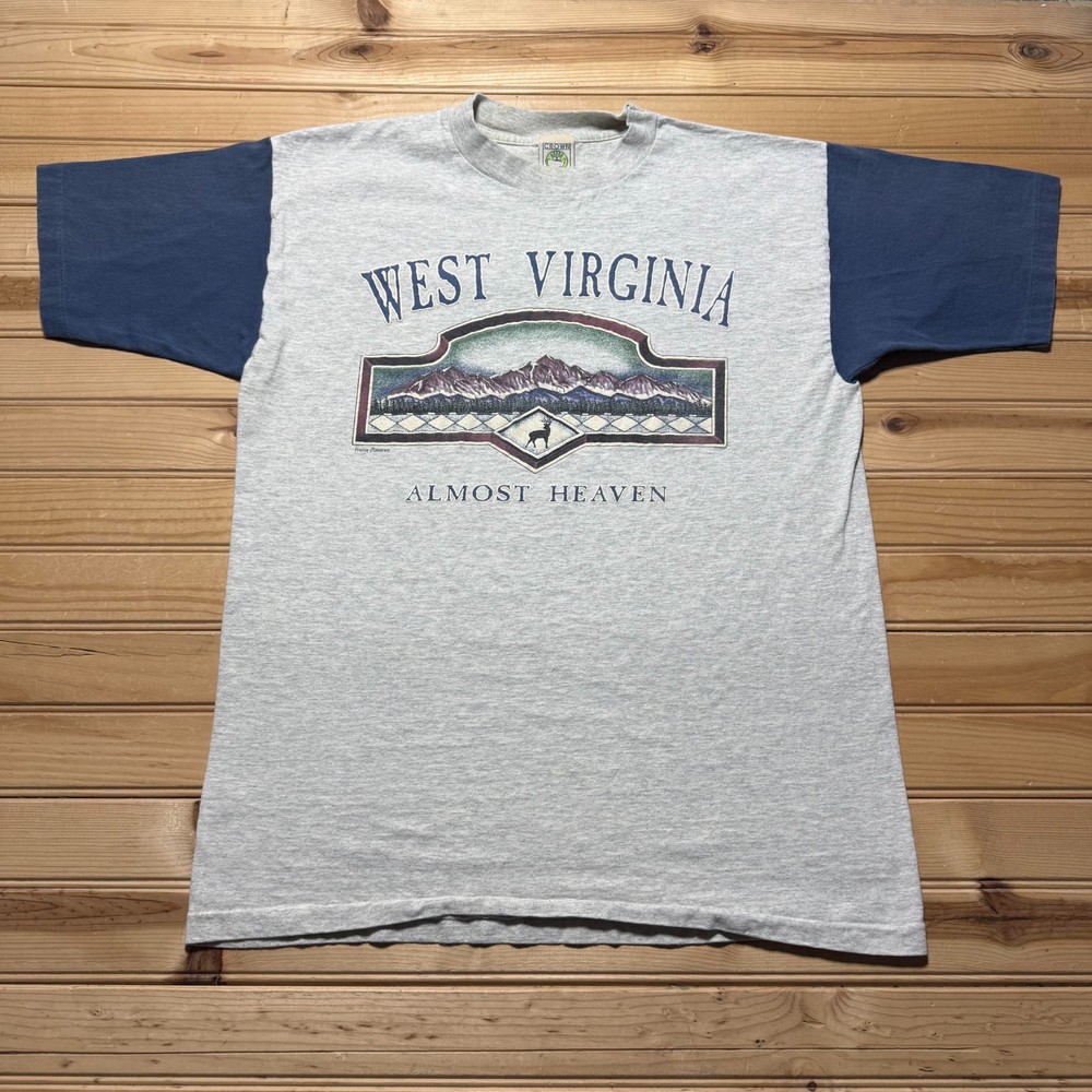 Vintage 90s West Virginia Almost Heaven Mountains Outdoor Souvenir T-Shirt Large