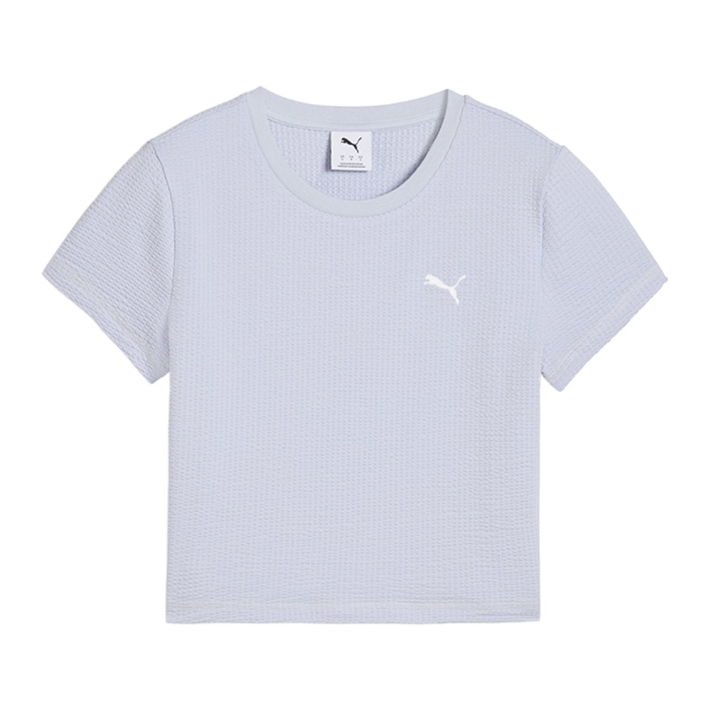 PUMA Dare To Textured Crew Neck Short Sleeve Baby T-Shirt Womens Blue Casual Top
