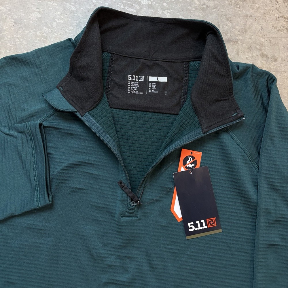 NEW 5.11 Tactical Stratos 1/4 Zip Pullover Thermal Waffle Grid Green Men’s Large