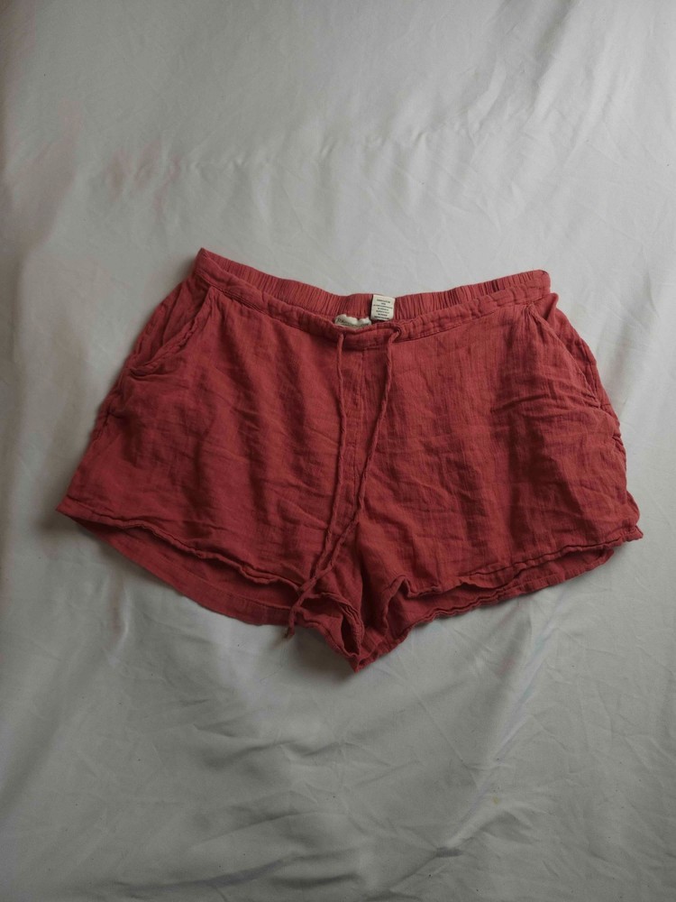 Rachel Zoe Shorts Womens Large Red Drawstring Casual Lightweight Pockets Cotton