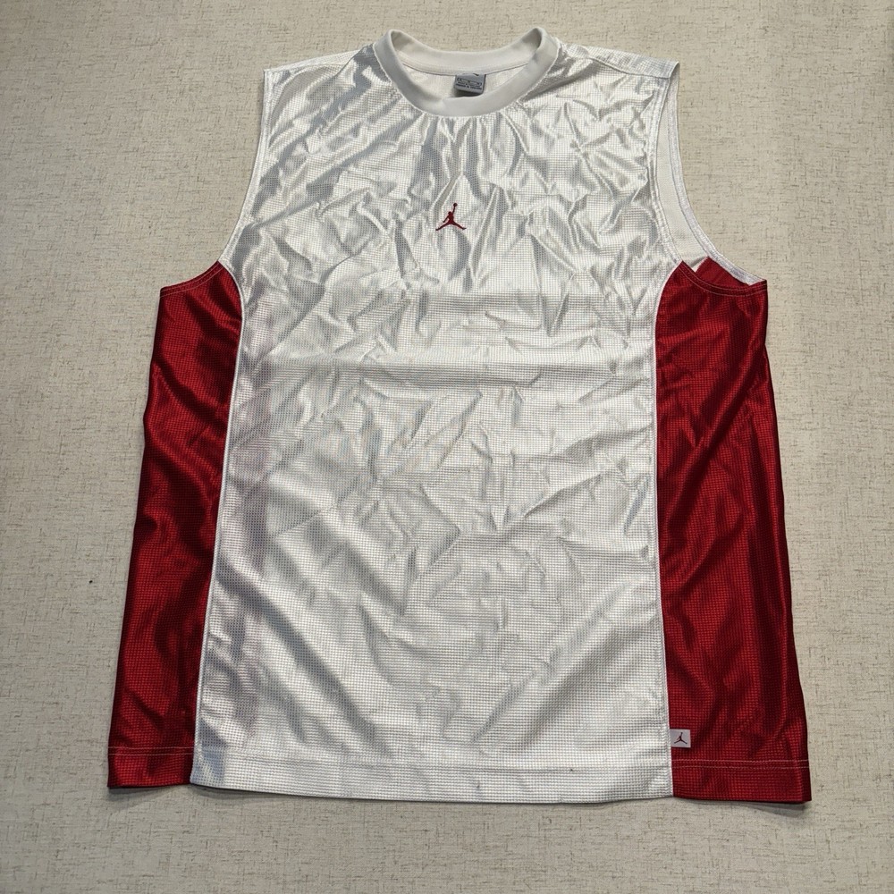 Air Jordan Jersey Size XL White Red Jumpman Basketball Shirt Tank Top sleeveless