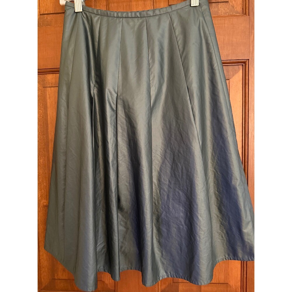 Olive Fit and Flare Skirt Women Small Lined Mid-Length Side-Zip Office Career