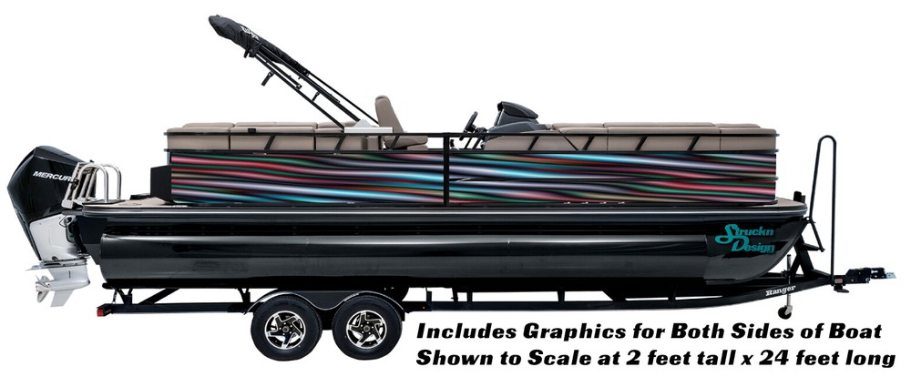 Colorful Waved Lines Abstract Graphic Kit Decal Fishing Boat Wrap Pontoon Vinyl-image