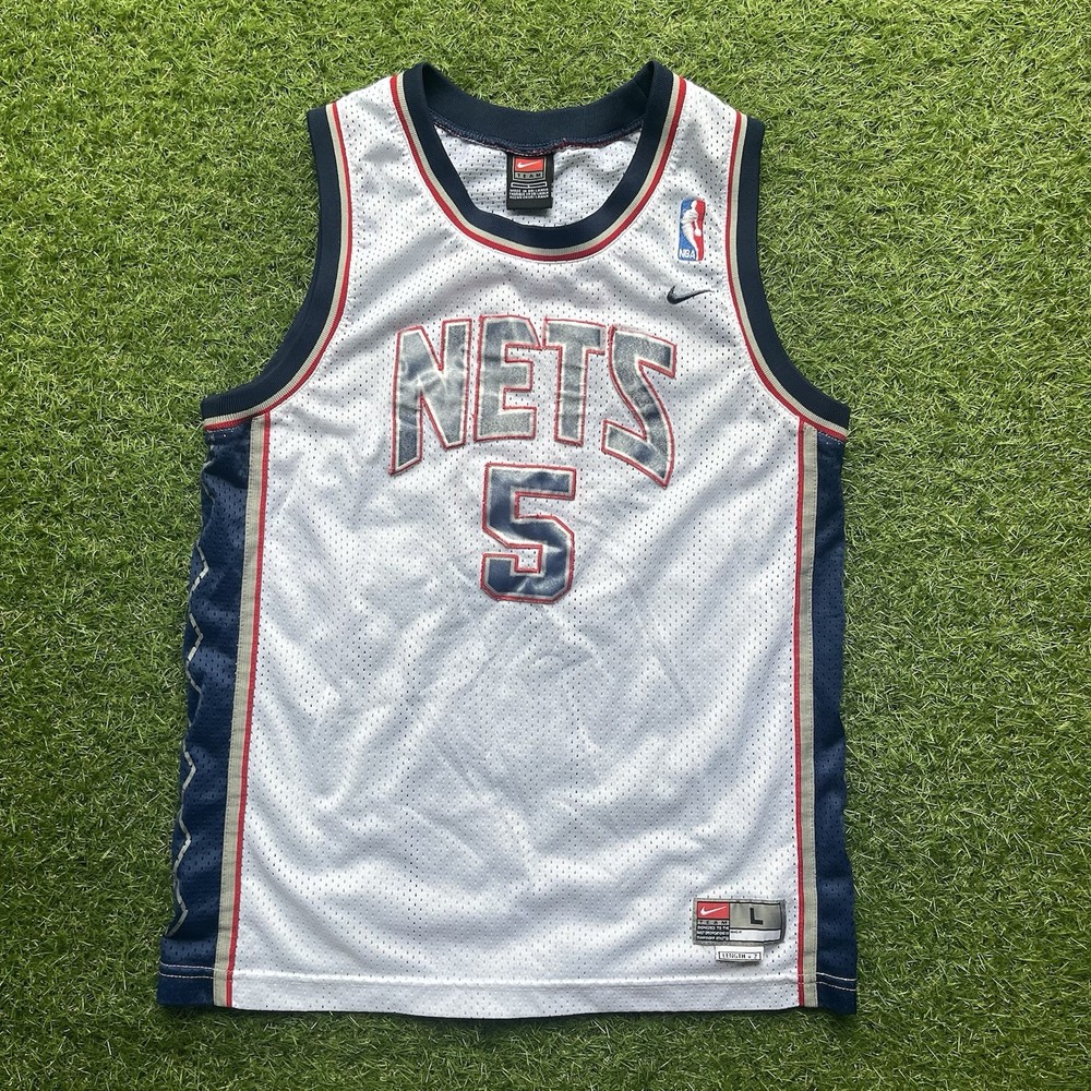 Vintage NIKE New Jersey Nets Jason Kidd #5 Sewn Jersey Youth Size L