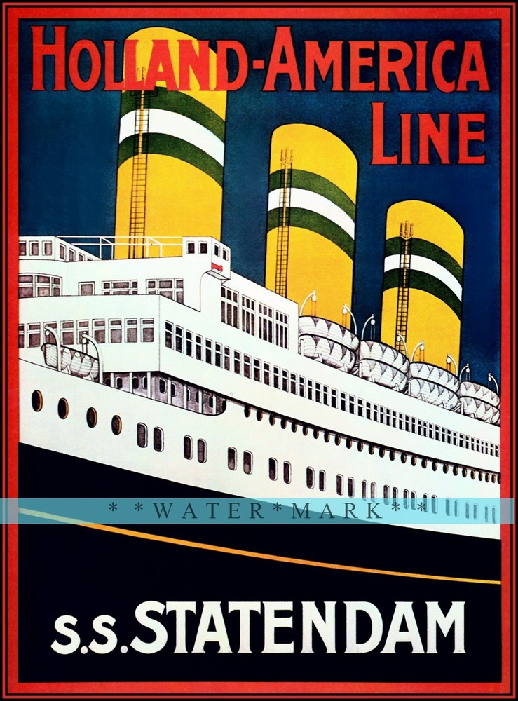 Holland Anrica Line 1929 Ocean Liner Statendam Vintage Poster Print Retro Style