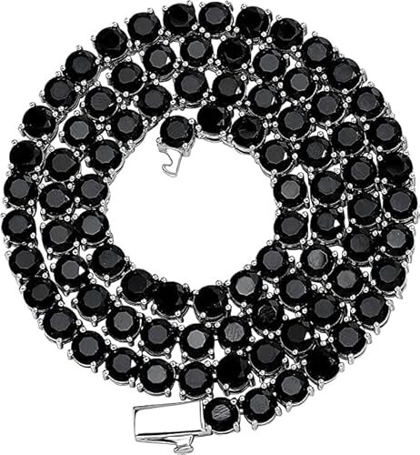 14K White Gold Plated Lab Diamond 5MM Round Cut Tennis Necklace 18 Inch