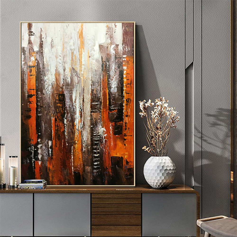 Modern Abstract Wall Art Oil Painting On Canvas Artwork Handmade City Landscape