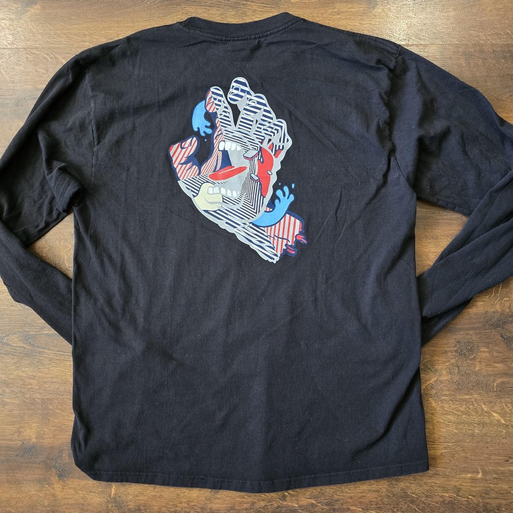 Vintage Santa Cruz NHS Shirt Large Black Screaming Hand Long Sleeve Skate Tee
