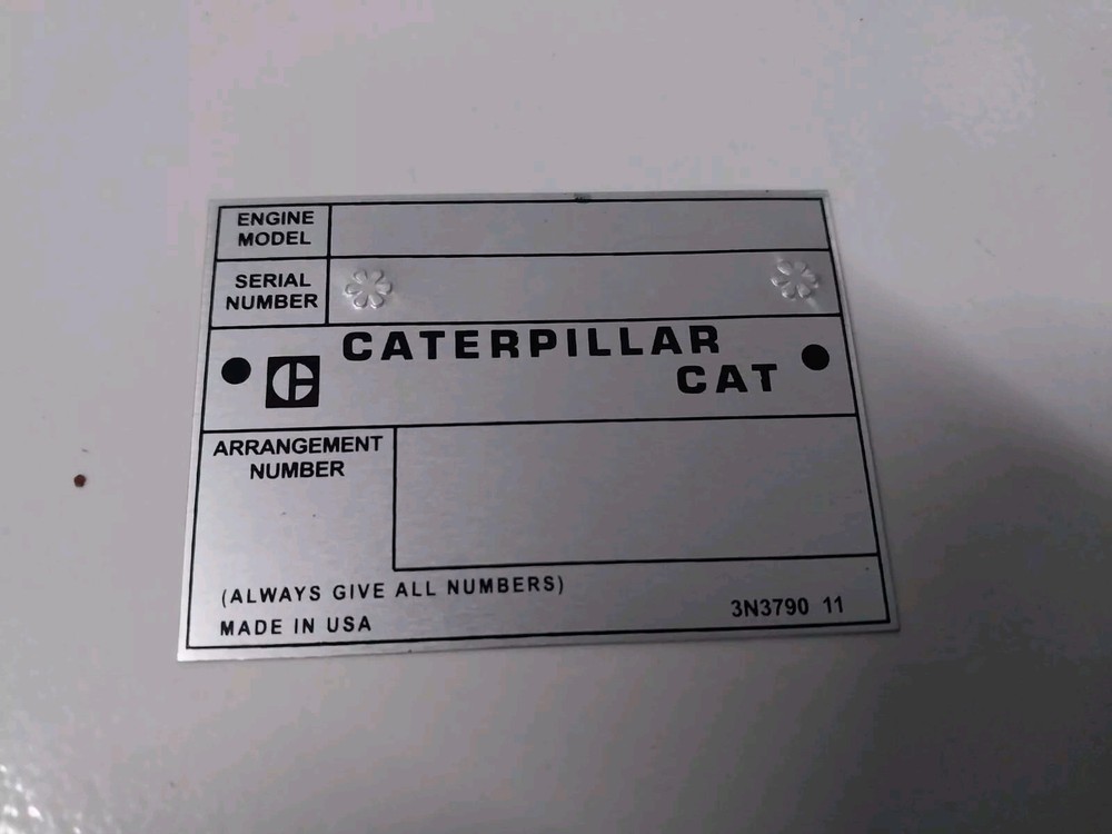 CATERPILLAR  3406 B  GEN SET ENGINE Data Plate Aluminum Blank