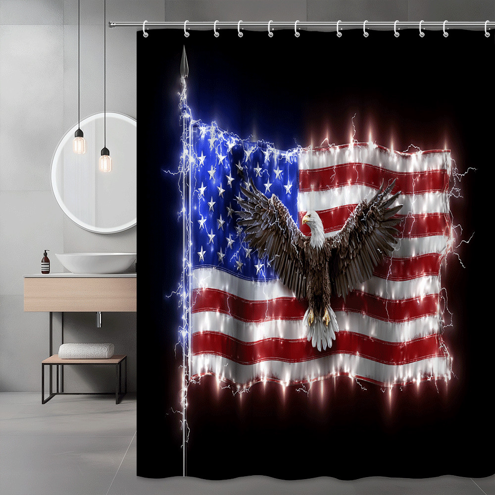 American Flag Eagle Shower Curtain Patriotic USA Print