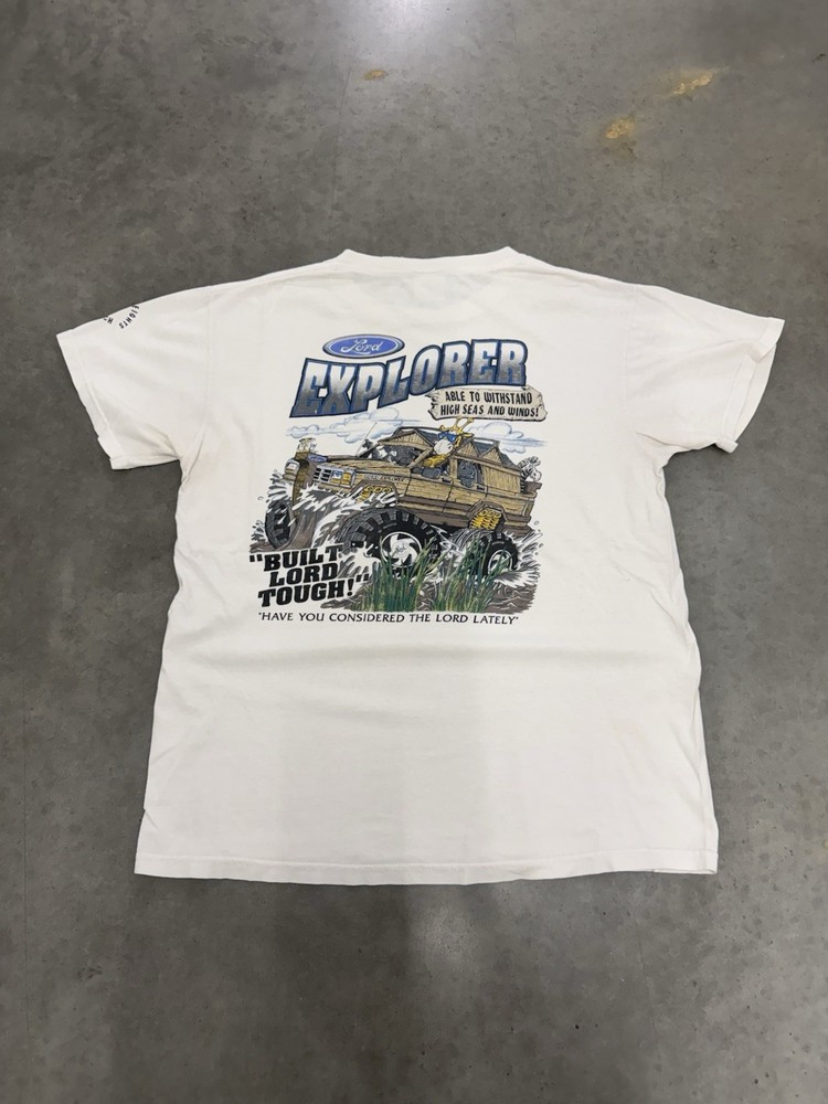 Vintage Lord Explorer Jesus Ford Car T Shirt 90s BUILT LORD TOUGH Medium USA