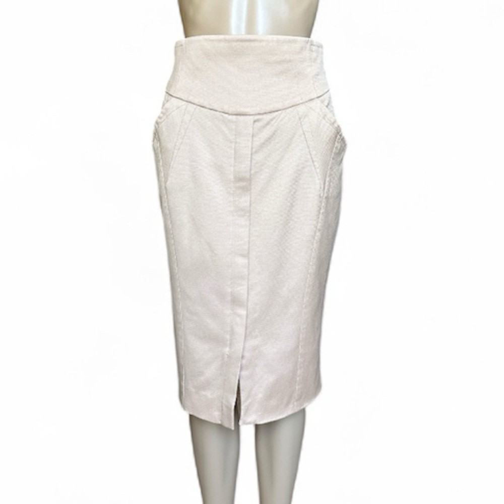 Dolce & Gabbana Cream Women's Fitted Pencil Skirt with Slit Size US 10 IT46