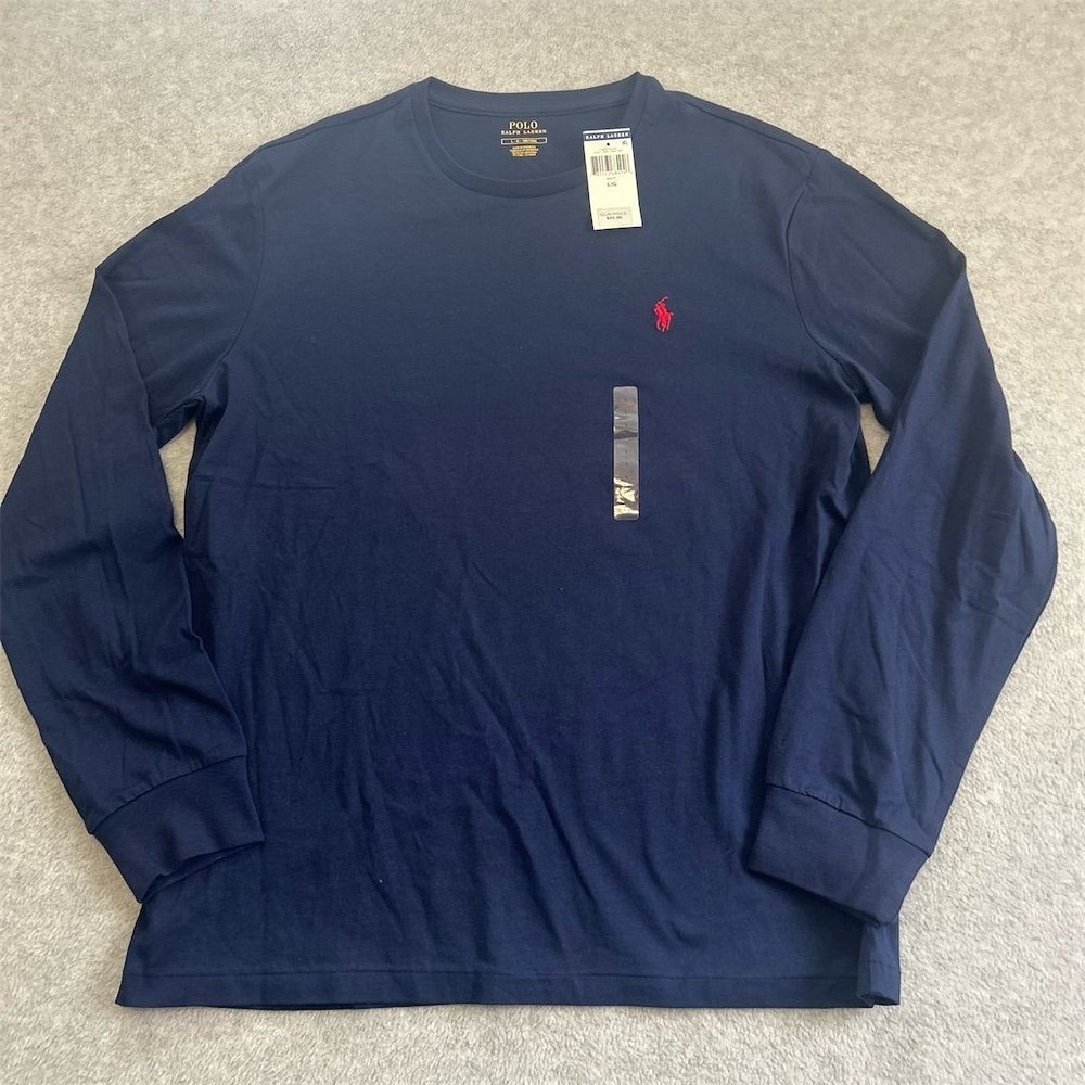 Polo Ralph Lauren Shirt Men's Large Navy Blue Long Sleeve T-Shirt