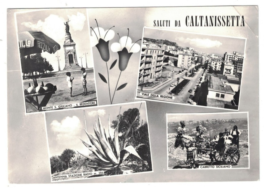 Vintage 1967 Rppc Real Photo Saluti Da Caltanissetta Sicily Italy Multi-View