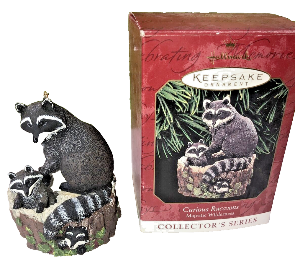VTG Hallmark Keepsake Ornament Curious Raccoons Majestic Wilderness 1999 in Box