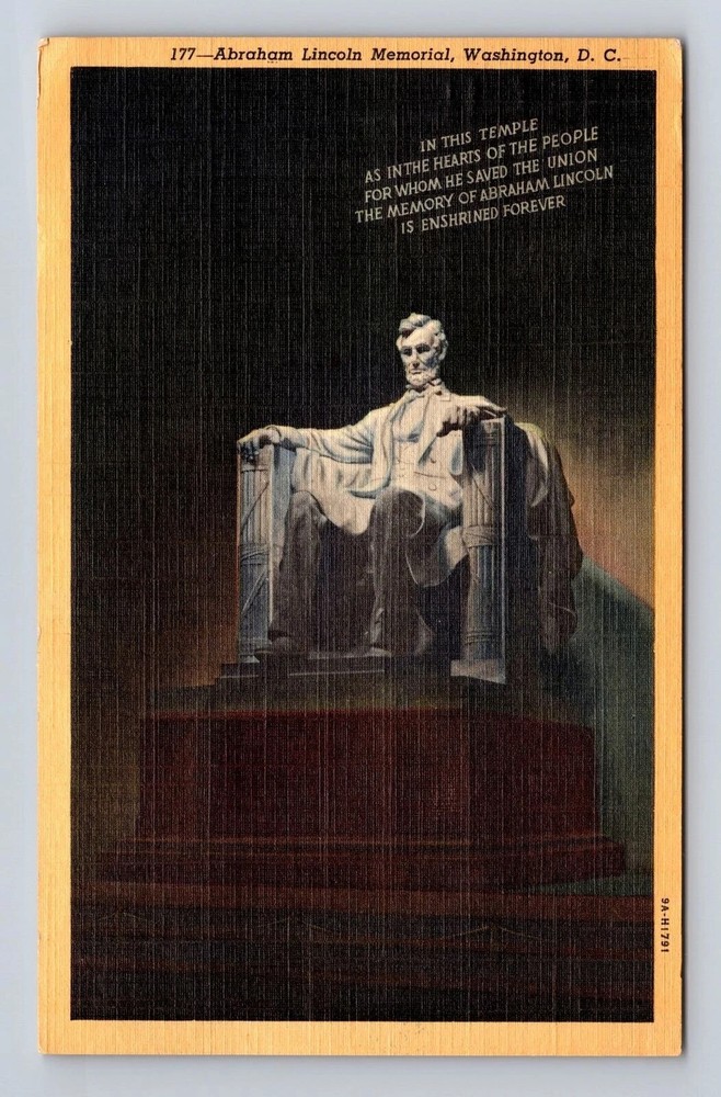 Washington DC, Abraham Lincoln Memorial, Antique Vintage Souvenir Postcard