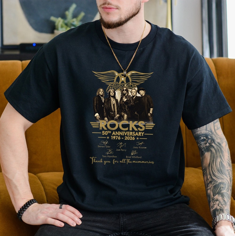 Aerosmith Rocks 50th Anniversary Shirt - Size S to 5XL