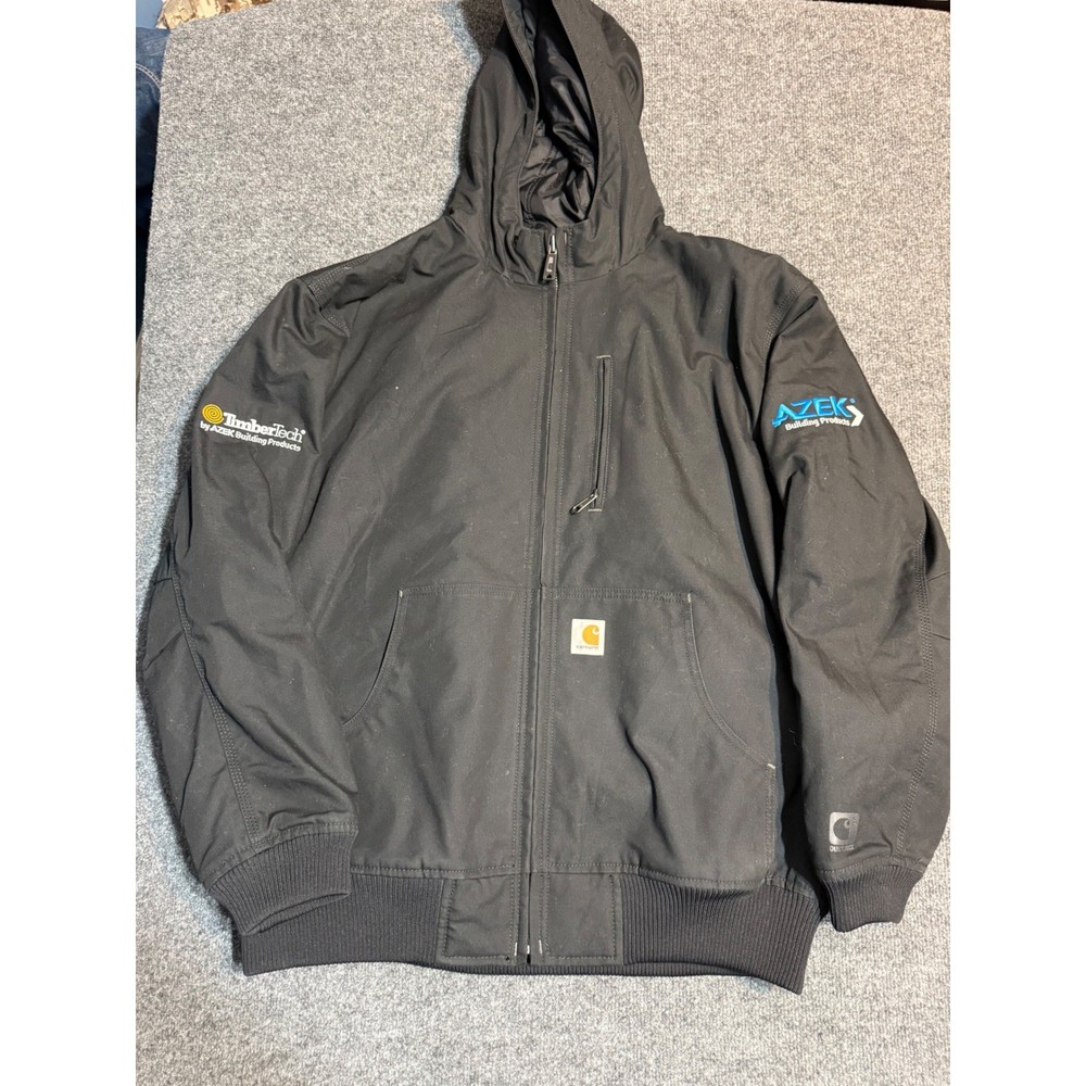 Carhartt Quick Duck Jefferson Active Jacket Mens XL Black Hooded 101493 Workwear