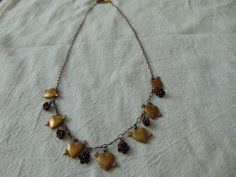 vtg Pididdly Links LTD. signed hearts rosettes charms necklace