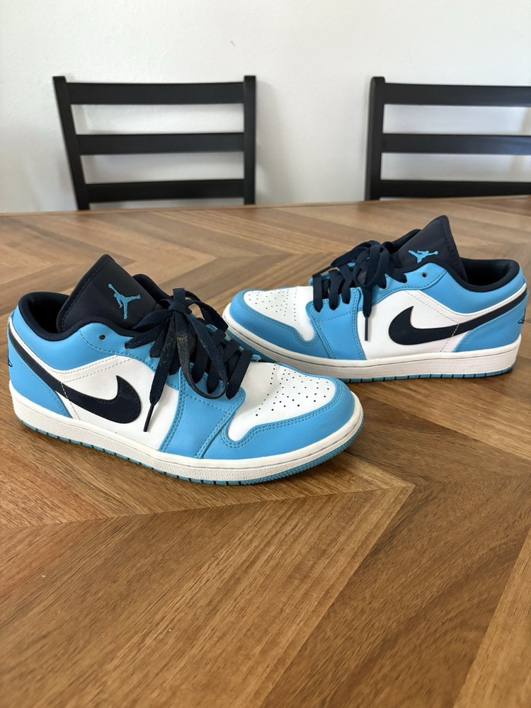 Jordan 1 Low UNC Black University Blue White - Men 8.5 Women 10