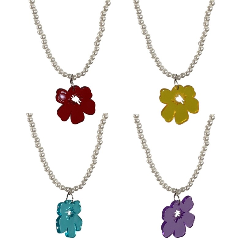Floral Pendant Necklace Exquisite Pearl Flower Choker Chain Pearl Bead