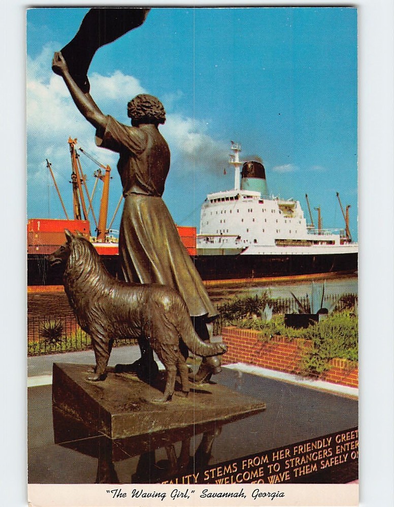 Postcard The Waving Girl Savannah Georgia USA