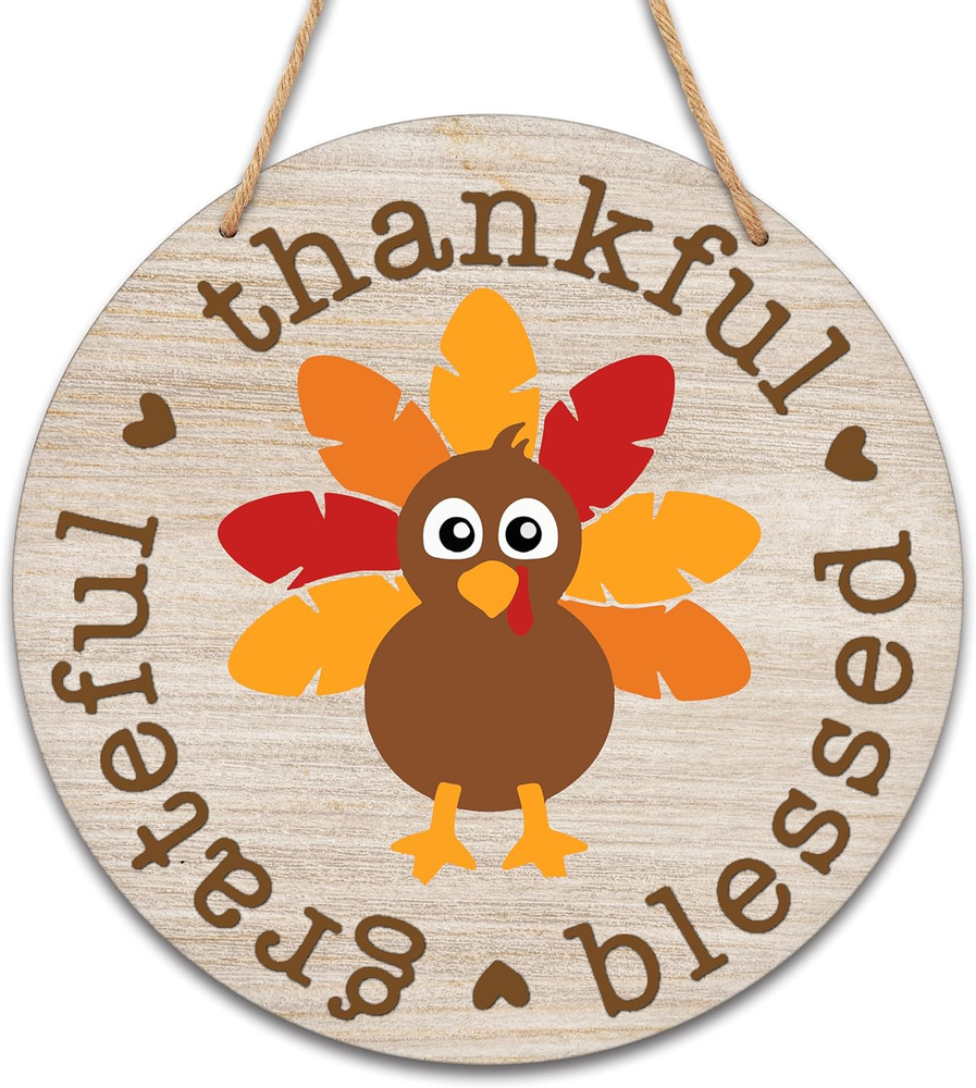 Thanksgiving Wooden Sign for Front Door Decor, Thanksgiving Gifts for Women Men,