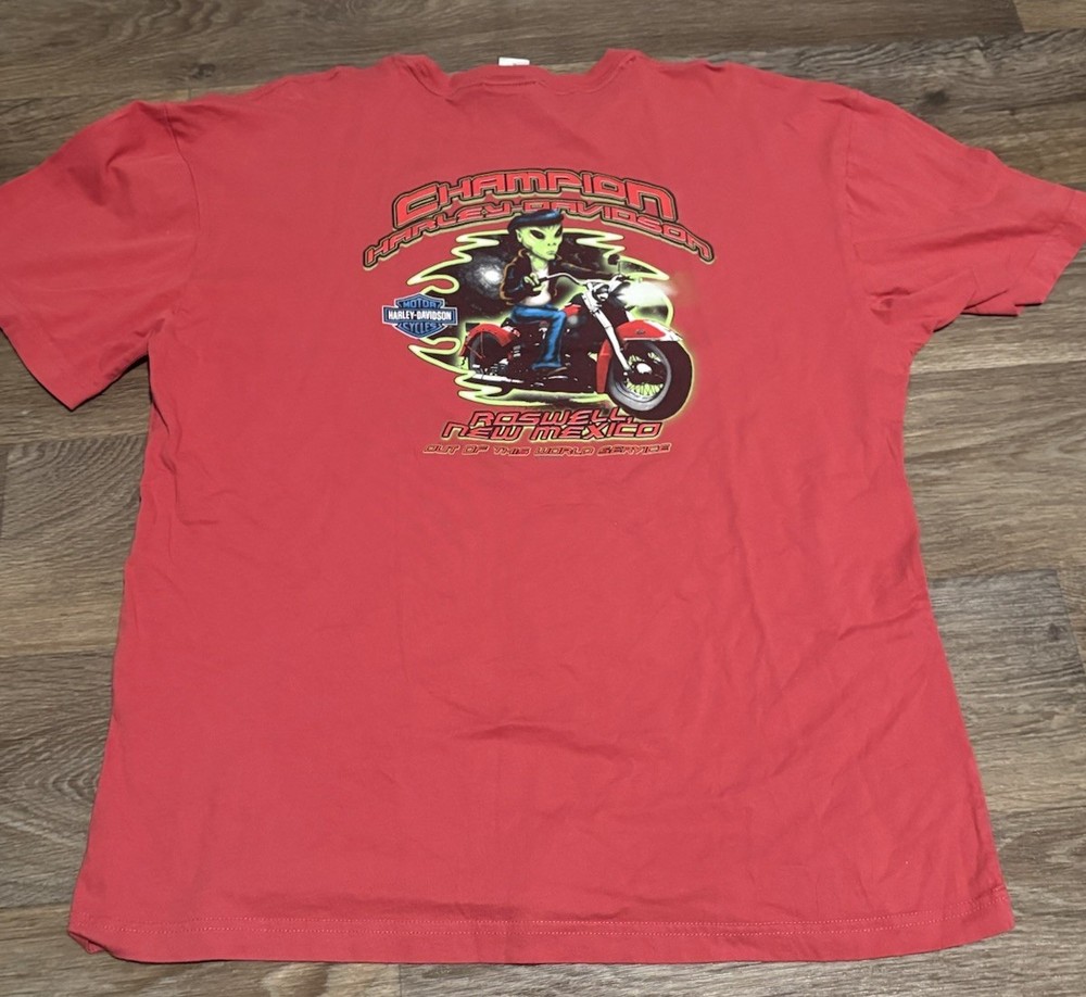 Harley Davidson Motorcycles T Shirt Roswell New Mexico Alien Graphic XL