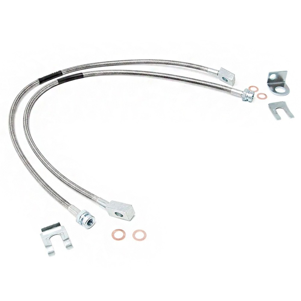 Rough Country Front Stainless Brake Lines for Jeep Wrangler Cherokee 4-6