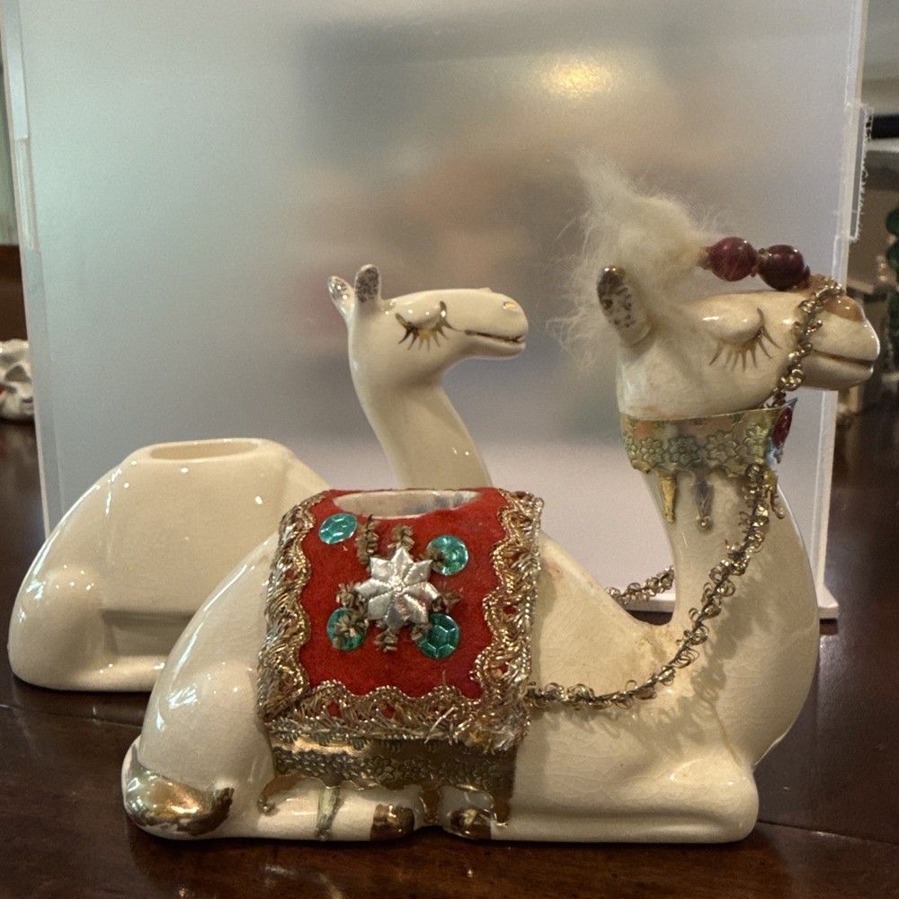 Japan VTG Christmas Figurine Holt Howard 1960 Camel Candle Sticks 6416 As Is